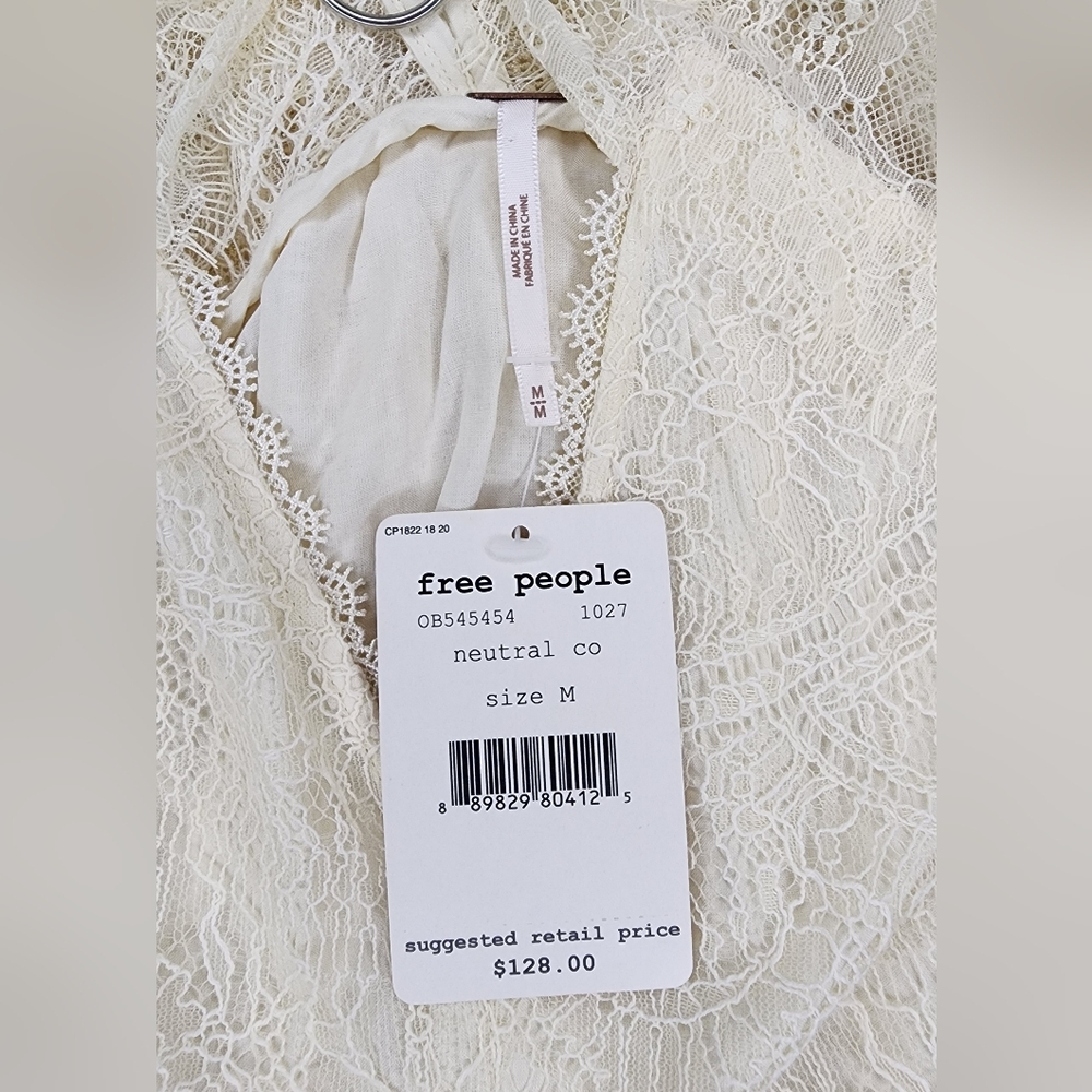 NWT Free People 'Don't You Dare' ~ Ivory Lace Illusion Dress, Womens Medium - Picture 8 of 8
